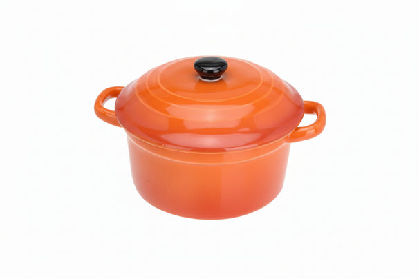 Cookinglife Serveerpannetje met deksel Oranje - Porselein - ø 10 cm / 300 ml
