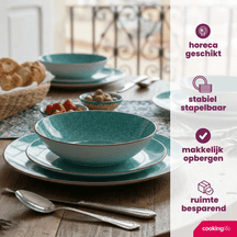 Cookinglife Serviesset Bali Porselein 24-delig / 8 personen - 8 dinerborden, 8 ontbijtborden en 8 diepe borden