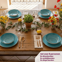 Cookinglife Serviesset Ibiza Porselein 24-delig / 8 personen - 8 dinerborden, 8 ontbijtborden en 8 diepe borden