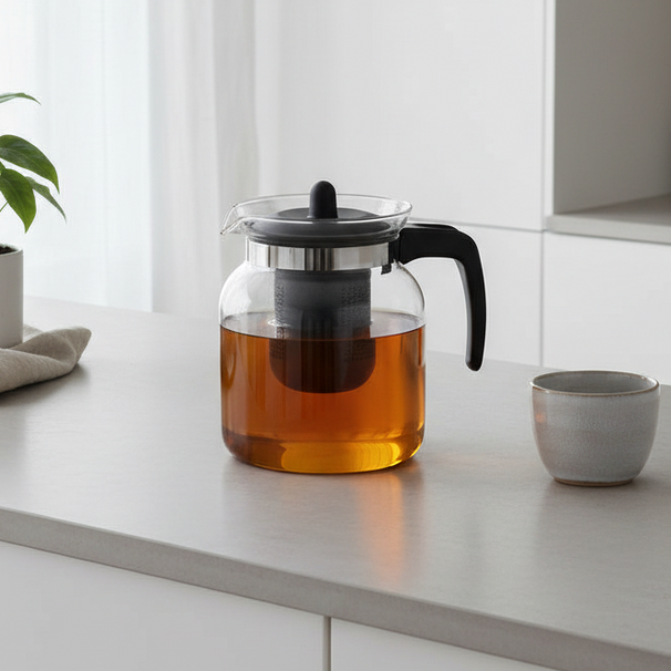 Cookinglife Borosilicate Glass Teapot 1.5 Liter - with Plastic Tea Filter