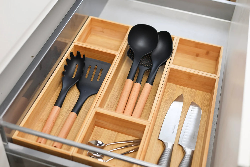 Organizador para Cubiertos Cookinglife - Caja de Almacenaje - Multi Organizador - Bambú 38 x 8 x 7 cm