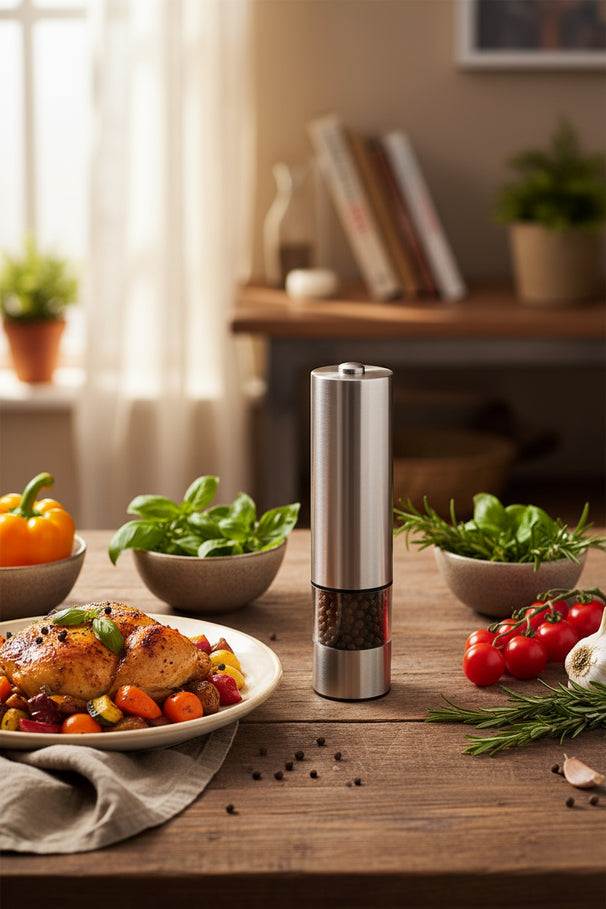 Molinillo de pimienta eléctrico Cookinglife de acero inoxidable
