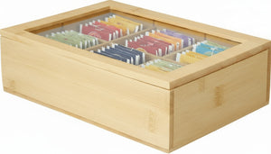 Cookinglife Theedoos - Theekist - Bamboe - 6 vakken - 24 x 16 x 7 cm