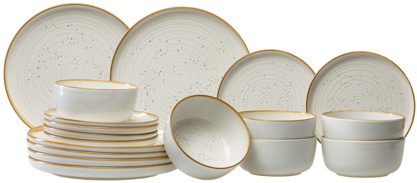 Cosy & Trendy Serviesset Baltic Vanilla 18-delig / 6 personen - 6 dinerborden, 6 ontbijtborden en 6 kommen