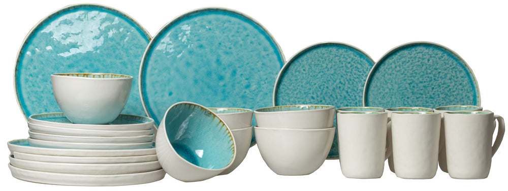 Cosy & Trendy Serviesset Laguna Azzurro 24-delig / 6 personen - 6 dinerborden, 6 bekers, 6 ontbijtborden en 6 schaaltjes