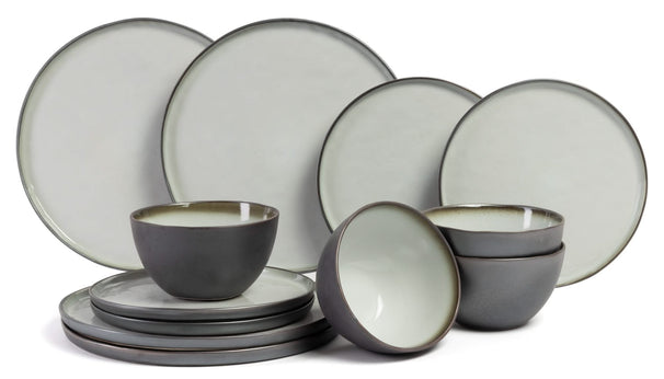 Set de vajilla Cosy & Trendy Plato Mate 12 piezas / 4 personas - 4 platos llanos, 4 platos de desayuno y 4 cuencos