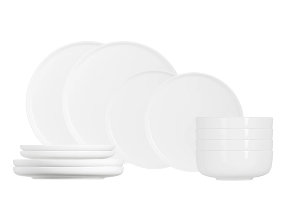 Cosy & Trendy Serviesset Moon White 12-delig / 4 personen - 4 dinerborden, 4 ontbijtborden en 4 kommen