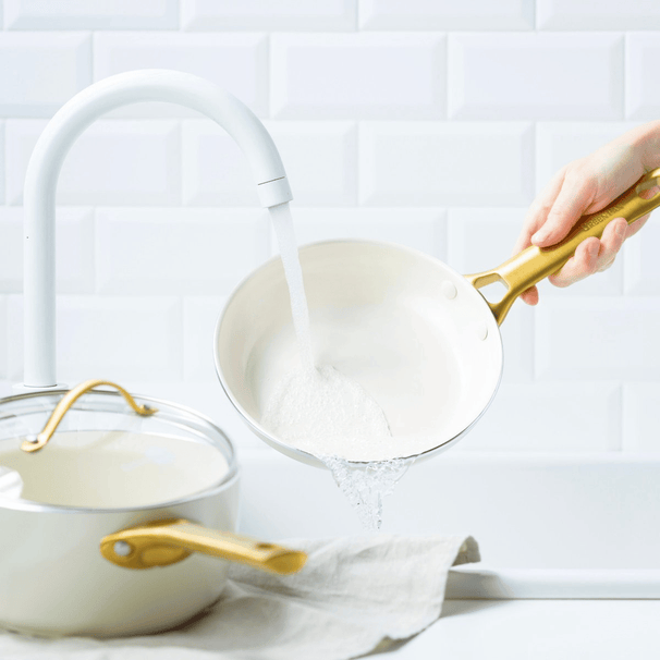 GreenPan Padova Reserve Cream White 6-piece Cookware Set - Ceramic non-stick coating - Cooking pot ø 24 cm, Saucepan ø 18, 20 cm, Frying pan ø 20, 28 cm & Sauté pan ø 24 cm