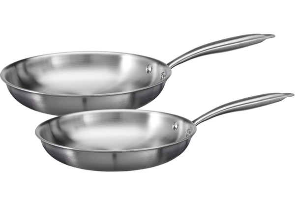 Cookinglife Koekenpannenset Superior Triply RVS 2-Delig ø 24 & 28 cm - geschikt voor alle warmtebronnen - zonder anti-aanbaklaag