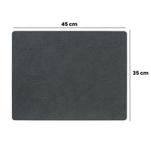 LIND DNA Placemats Hippo - Leer - Anthracite Grey - 45 x 35 cm - 2 Stuks