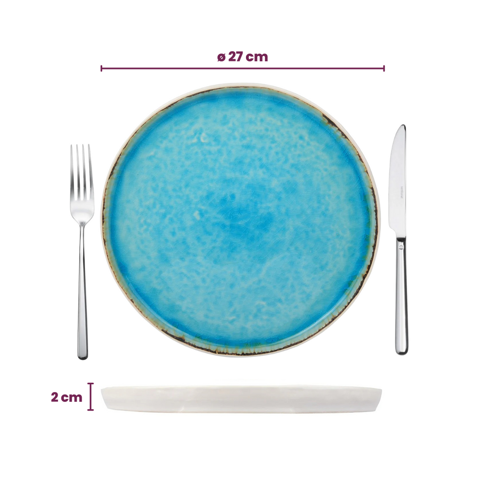 Cosy & Trendy Serviesset Laguna Azzurro 24-delig / 6 personen - 6 dinerborden, 6 bekers, 6 ontbijtborden en 6 schaaltjes