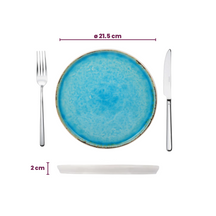 Cosy & Trendy Serviesset Laguna Azzurro 24-delig / 6 personen - 6 dinerborden, 6 bekers, 6 ontbijtborden en 6 schaaltjes