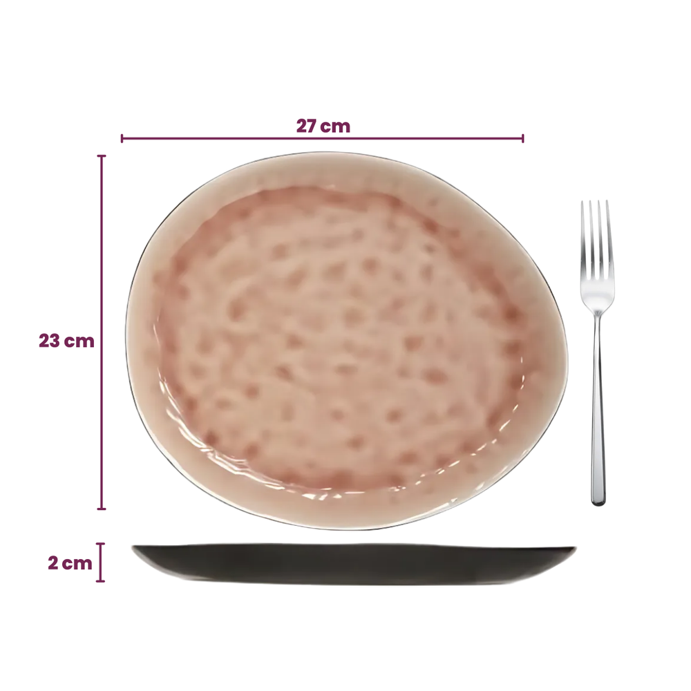 Cosy & Trendy Serviesset Organic Laguna Old Rose 12-delig / 4 personen - 4 dinerborden, 4 ontbijtborden en 4 schalen