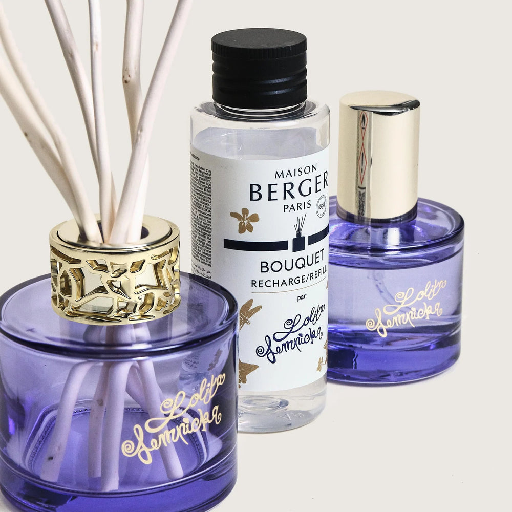 Set de regalo dúo Maison Berger Lolita Lempicka - Varitas aromáticas 80 ml y spray ambiental 50 ml - Púrpura