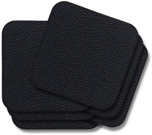 Cookinglife Onderzetters - Vegan leer - Zwart - 10 x 10 cm - 6 stuks