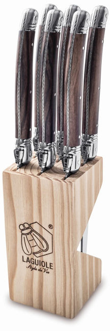 Cuchillos para steak Laguiole Style de Vie Premium Line Madera oscura - 6 piezas