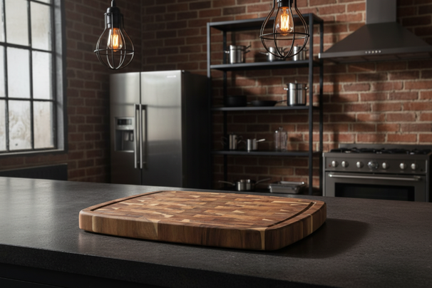 Tabla de Cortar de Madera Acacia Pure Wood 46 x 36 cm Cookinglife - Tabla de Cortar de Madera con Canal para Jugo