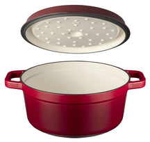 Sola Braadpan met deksel Gietijzer - Rood - ø 24 cm / 3.2 Liter - geëmailleerde anti-aanbaklaag