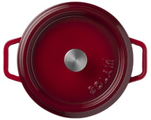 Sola Braadpan met deksel Gietijzer - Rood - ø 24 cm / 3.2 Liter - geëmailleerde anti-aanbaklaag