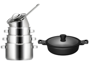 Sola Pannenset Pearl 5-Delig RVS - Downdraft geschikt & Sola Hapjespan Fair ø 28 cm - geschikt voor alle warmtebronnen