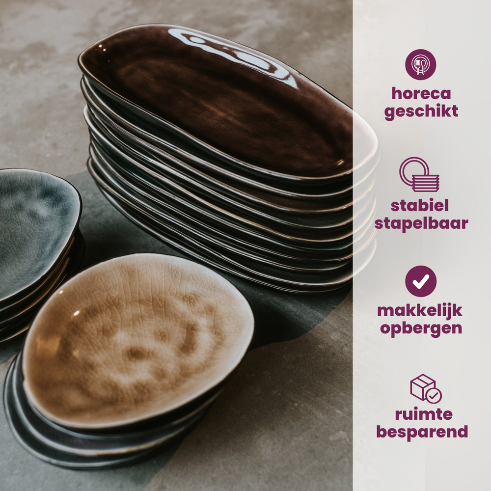Cosy & Trendy Kleine Bordjes / Gebaksbordjes Streetfood 15 x 11.5 cm - 10 Stuks