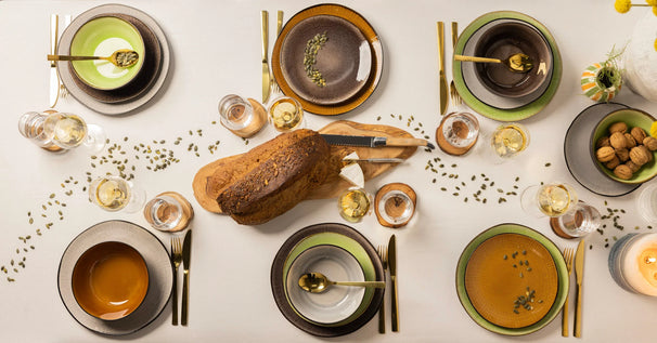 Set de vajilla Studio Tavola Deep Forest 18 piezas / 6 personas - 6 platos llanos, 6 platos hondos y 6 platos para desayuno