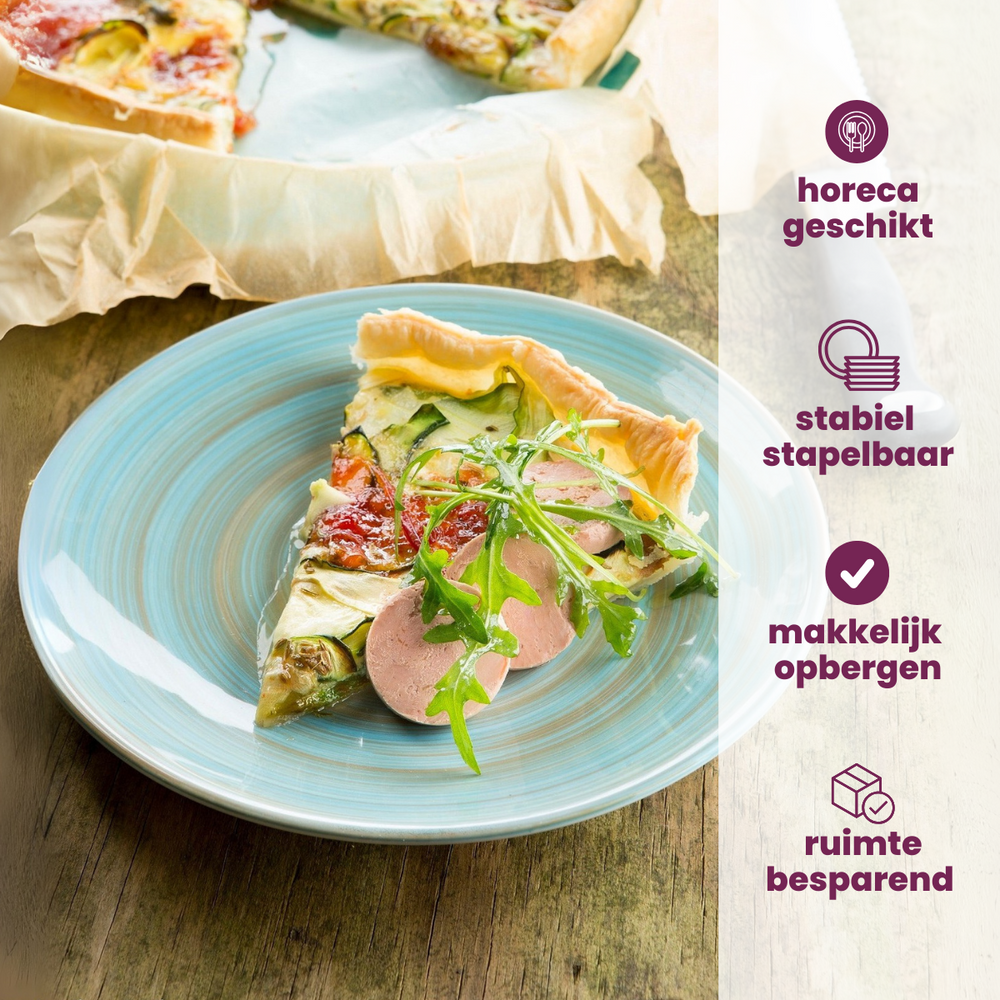 Cosy & Trendy Serviesset Turbolino - Blauw 24-delig / 6 personen - 6 dinerborden, 6 diepe borden, 6 ontbijtborden en 6 mokken