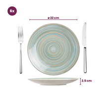 Cosy & Trendy Serviesset Turbolino - Blauw 24-delig / 6 personen - 6 dinerborden, 6 diepe borden, 6 ontbijtborden en 6 mokken
