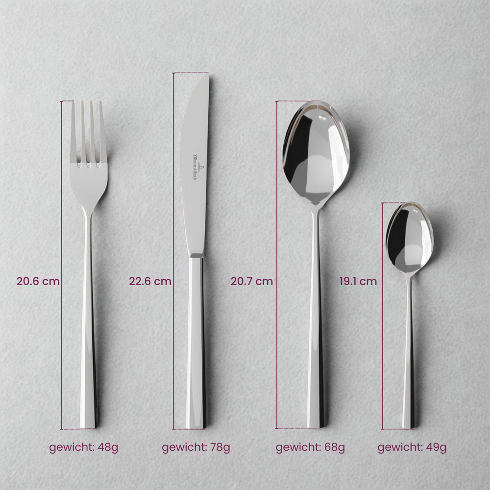 Villeroy & Boch Bestekset Piemont - 18/10 RVS - 4-delig / 1 persoons
