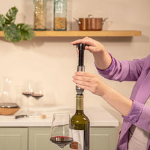 Bomba para vino con 2 tapones Vacu Vin - Conservador de vino de acero inoxidable - Plateado