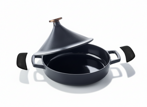 Alva Tajine Nori Inductie ø 28 cm / 3 liter + Gratis Leren Handvaten - geëmailleerde anti-aanbaklaag - geschikt voor alle warmtebronnen
