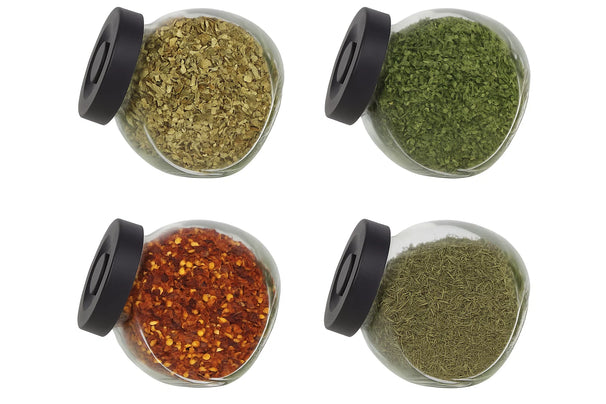 Cookinglife Kruidenpotjes set - Glas Zwart 175 ml - 4 stuks