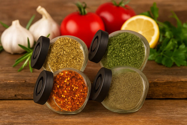 Cookinglife Kruidenpotjes set - Glas Zwart 175 ml - 4 stuks