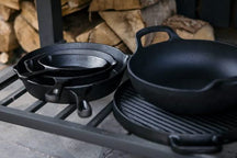 Blackwell Pannenset Gietijzer 2-Delig Koekenpan ø 25 cm & Grillpan 23 x 23 cm - geschikt voor alle warmtebronnen - zonder anti-aanbaklaag