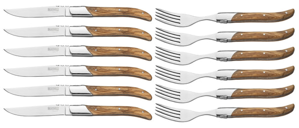 Blackwell Steakbestek Laguiole - Steakmessen & Steakvorken - Olijfhout - 12 Stuks