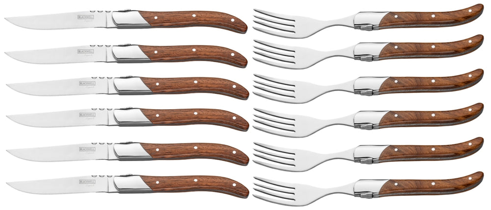 Blackwell Steakbestek Laguiole - Steakmessen & Steakvorken - Rozenhout - 12 Stuks