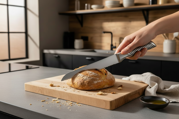 Cookinglife Cuchillo para pan - Esencial para chef - Acero inoxidable - 34 cm