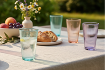 Cookinglife Water Glasses 300 ml Glass - Set of 6 Colorful Drinking Glasses