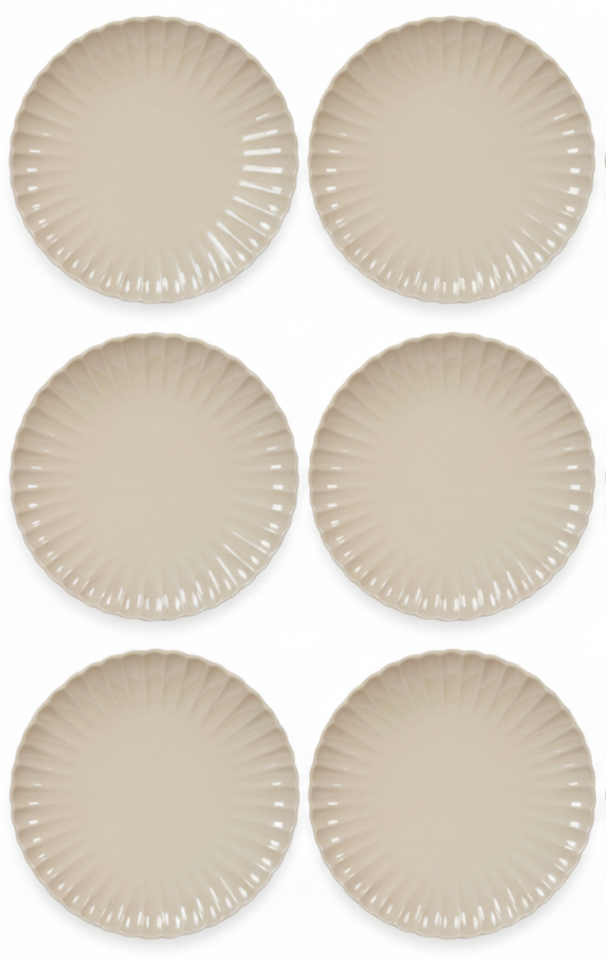 Cookinglife Ontbijtborden / Dessertborden Cardida Beige ø 19.5 cm - 6 stuks