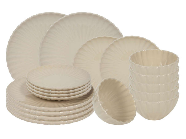 Cookinglife Serviesset Cardida Beige 18-delig / 6 personen - 6 dinerborden, 6 ontbijtborden en 6 kommen