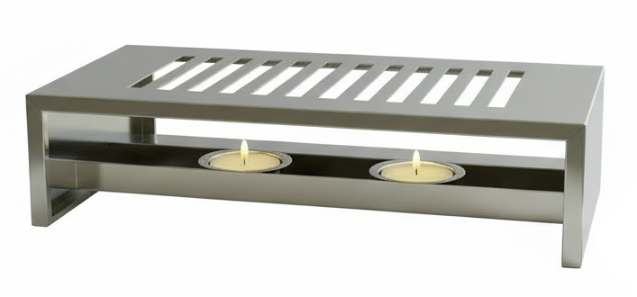 Cosy & Trendy Warmhoudplaat - Bordenwarmer met 2 theelichthouders - RVS - 26.4 x 14.9 x 7 cm