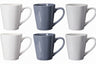 Cookinglife Mokken Siaki - Wit / Blauw / Grijs 350 ml - Porselein - 6 stuks