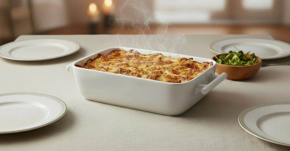 BonBistro Fuentes para horno Yong Squito - Blanco - 39 x 24 x 6 cm / 3.5 Litros - 2 piezas
